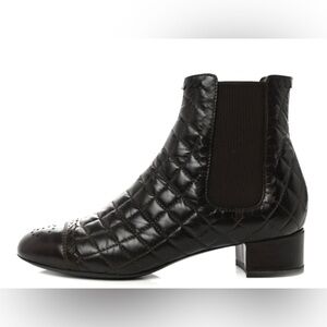 Chanel quilted ankle combat cc logo boots